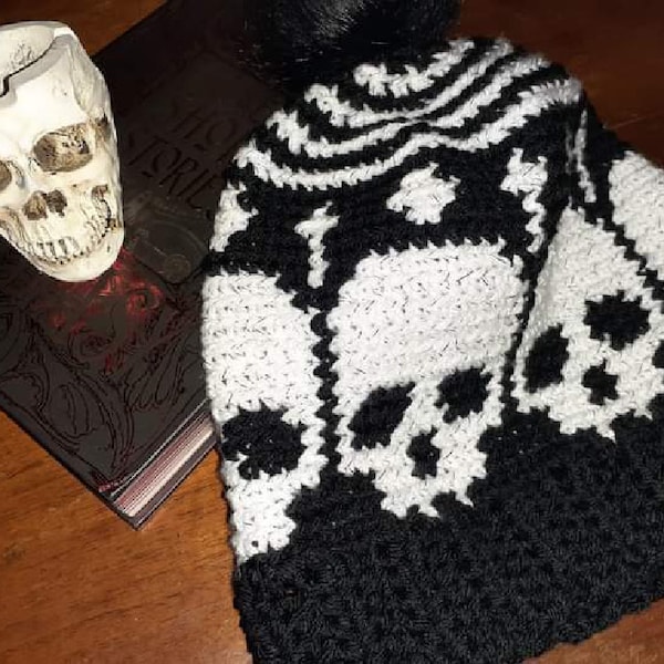 Slouchy Skulls Beanie Crochet Pattern