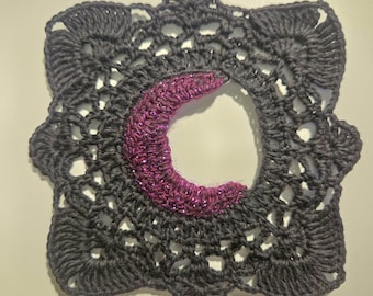 Patrón de crochet cuadrado de abuela de luna de medianoche