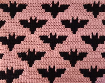 Batsy-Kline Mosaic Overlay Crochet Gothic Emo Alt Bat Beginner-Friendly Crochet Pattern
