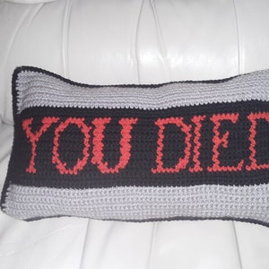 Dark Souls Inspired Fan-Art You Died Crochet Pillow