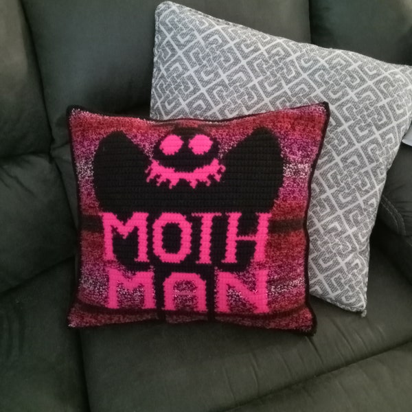 Mothman Horror Handmade Crochet Throw Pillow