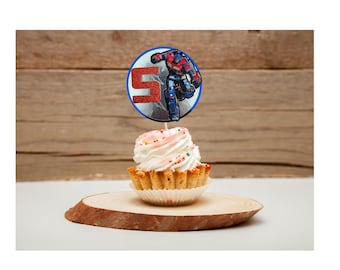 Transformers Cupcake Toppers - 12 pieces - Personalized with age