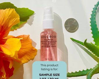 Organic Aloe Rose Water Facial Mist: Hydrating Serum Prep - “ Soul Rose” (1 OZ)
