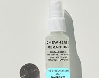 Floral Essence Facial Mist: Geranium Lavender Anti-Aging Spray - “Somewhere In Geraniums” (1 OZ. Sample)