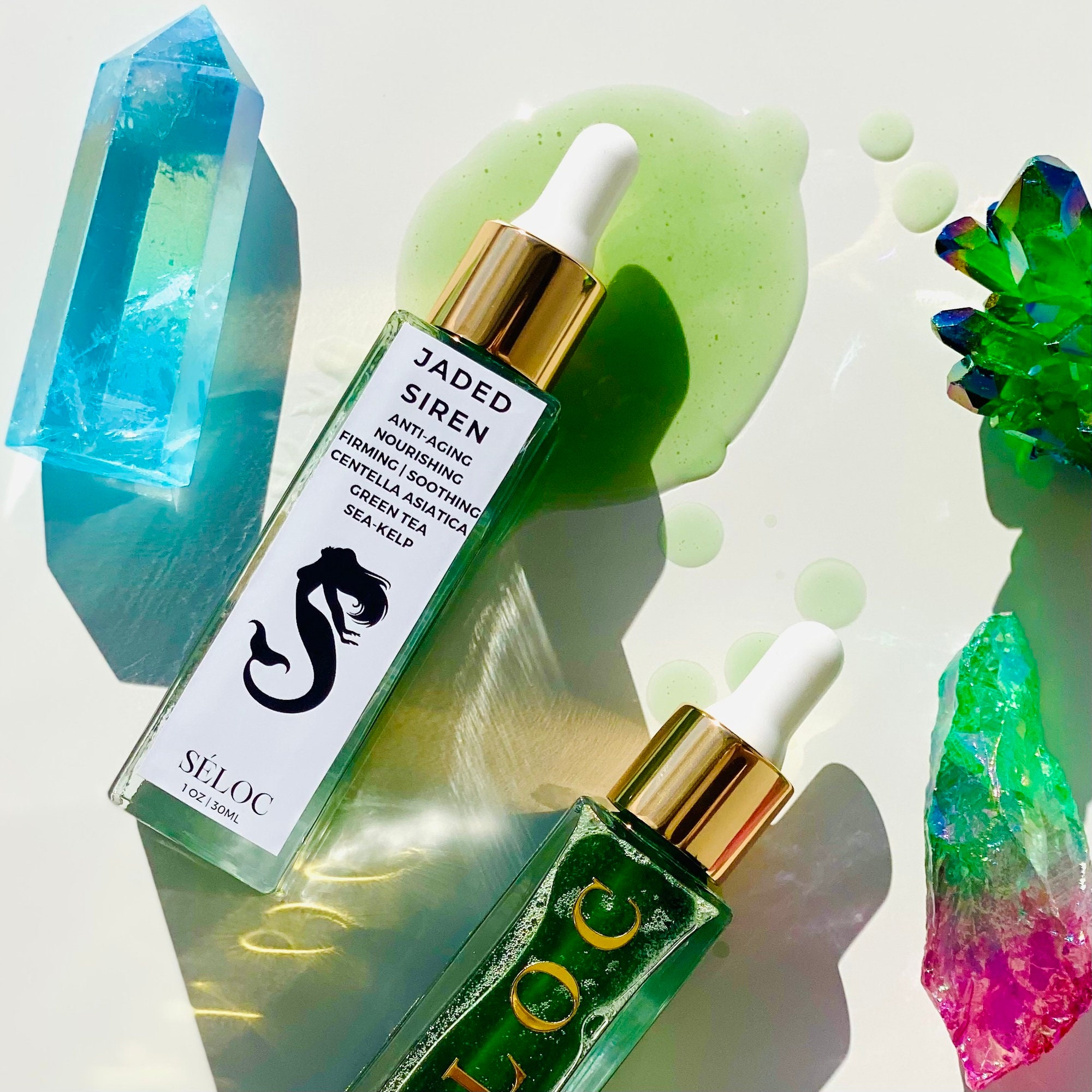 Youth Serum Face Serum Natural Skincare Organic Skin Care Facial Serum Ocean Green Hydrating Sea Kelp Jaded Siren Mermaid Elixir  1OZ.