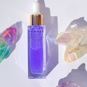 Radiant Violet Revitalizing All Natural Facial Skincare Serum Witch Hazel Aloe Peptides Jojoba Oil Plumping Smoothing Skin care 1OZ.