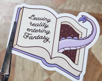 Fantasy Dragon Book Reader Vinyl Sticker