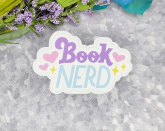 Pastel Book Nerd Sticker, Reader Stickers, Stickers For Readers, Stickers For Book Lovers, Gifts for Book Lovers, Book lover Gifts