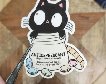 Cat Antidepressant Vinyl Sticker