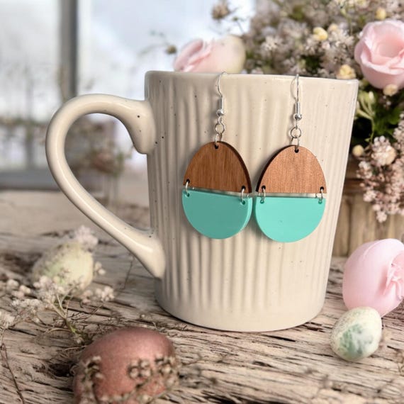 Easter Egg Dangle Earrings: Spring Earrings, Handmade Jewelry, Lightweight/Hypoallergenic, Easter Gift, Easter Basket, Robin Egg Blue