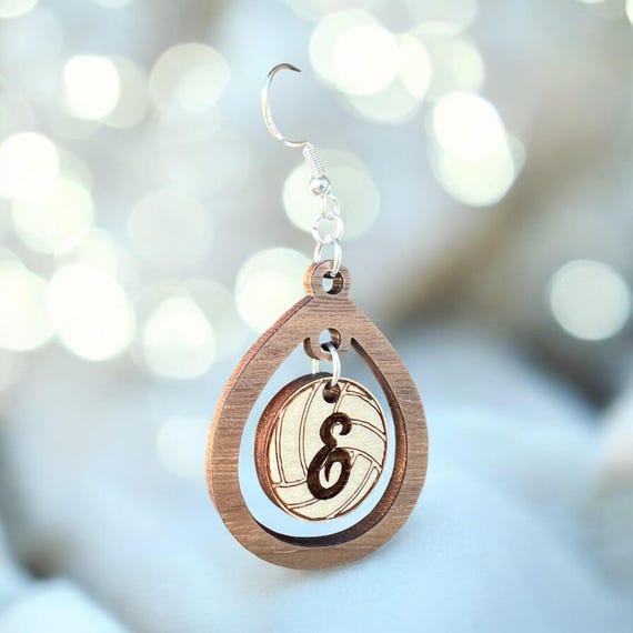 Eaton Volleyball Earrings: Jewelry, Acrylic, Sterling Silver, Colorado, Hand Crafted Gift, Gift For Her