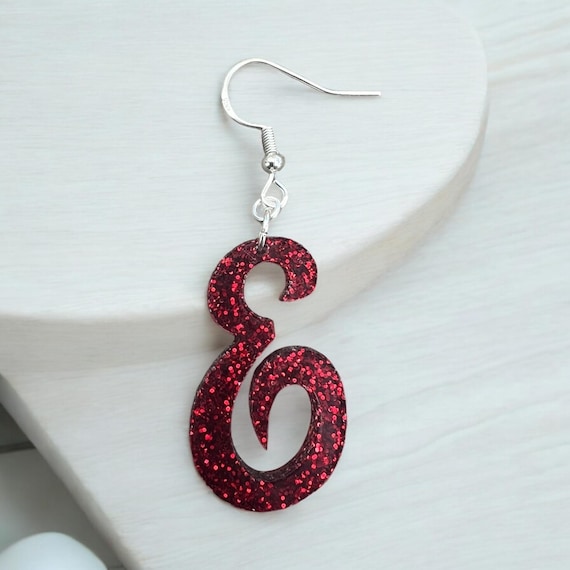 Eaton Reds Glitter Earrings: Jewelry, Acrylic, Sterling Silver, Holiday, Colorado, Hand Crafted Gift, Gift For Her
