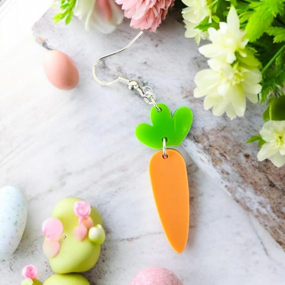 Spring Carrot Earrings – Customizable Earrings, Cute Spring Jewelry, Easter Gift, Easter Accessories, Easter Basket Stuffer, Hypoallergenic