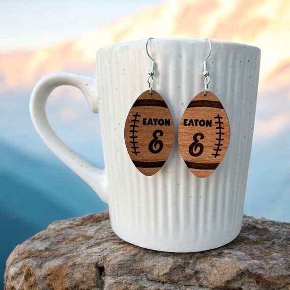 Eaton Football Earrings: PERSONALIZE, Jewelry, Acrylic, Sterling Silver, Holiday, Colorado, Hand Crafted Gift, Gift For Her