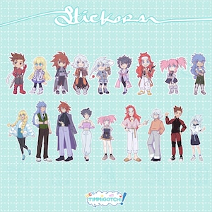 Tales of Symphonia stickers | outfits Chibi | Fashion cute stylish sporty | For Scrapbooks Planner Deco Bullet Journals | Stationary