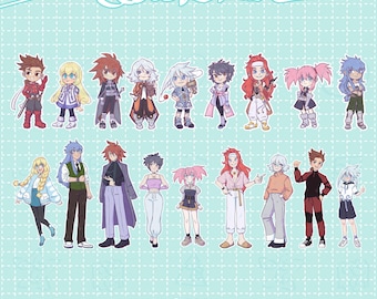 Naklejki Tales of Symphonia | stroje Chibi | Moda, urocze, stylowe, sportowe | Do albumów, planerów, dekoracji, dzienników Bullet Journal | Artykuły papiernicze