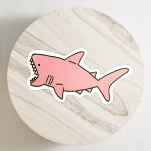 Pink Shark Sticker | Great White Shark Sticker | Cute Shark Sticker | Shark Vinyl Decal for Laptops, Water Bottles, Luggages