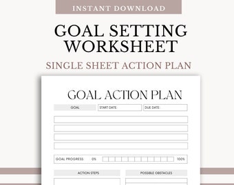 Goal Planning Worksheet: Printable Goal Setting Template (Digital Download)