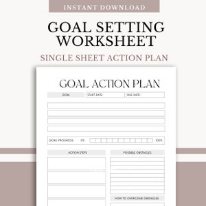 Goal Planning Worksheet: Printable Goal Setting Template (Digital Download)