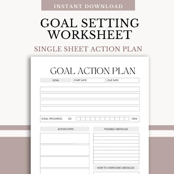 Goal Planning Worksheet|| Goal Setting || Organizational Tools || Ultimate Goal Bundle || Accountability || Printable Planner ||