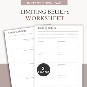 Limiting Beliefs Worksheet: Self-Esteem Journal (Printable)