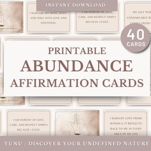 Cartes imprimables d'affirmation de l'abondance, cartes de manifestation d'argent, mantras de l'argent pour libérer les croyances limitantes, téléchargement numérique