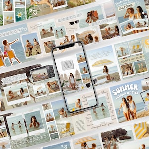 May include: A collage of summer-themed photos, including images of people at the beach, a camera, and a smartphone displaying a beach scene. Text includes "Summer through my eyes" and "Summer 2021 Recap."