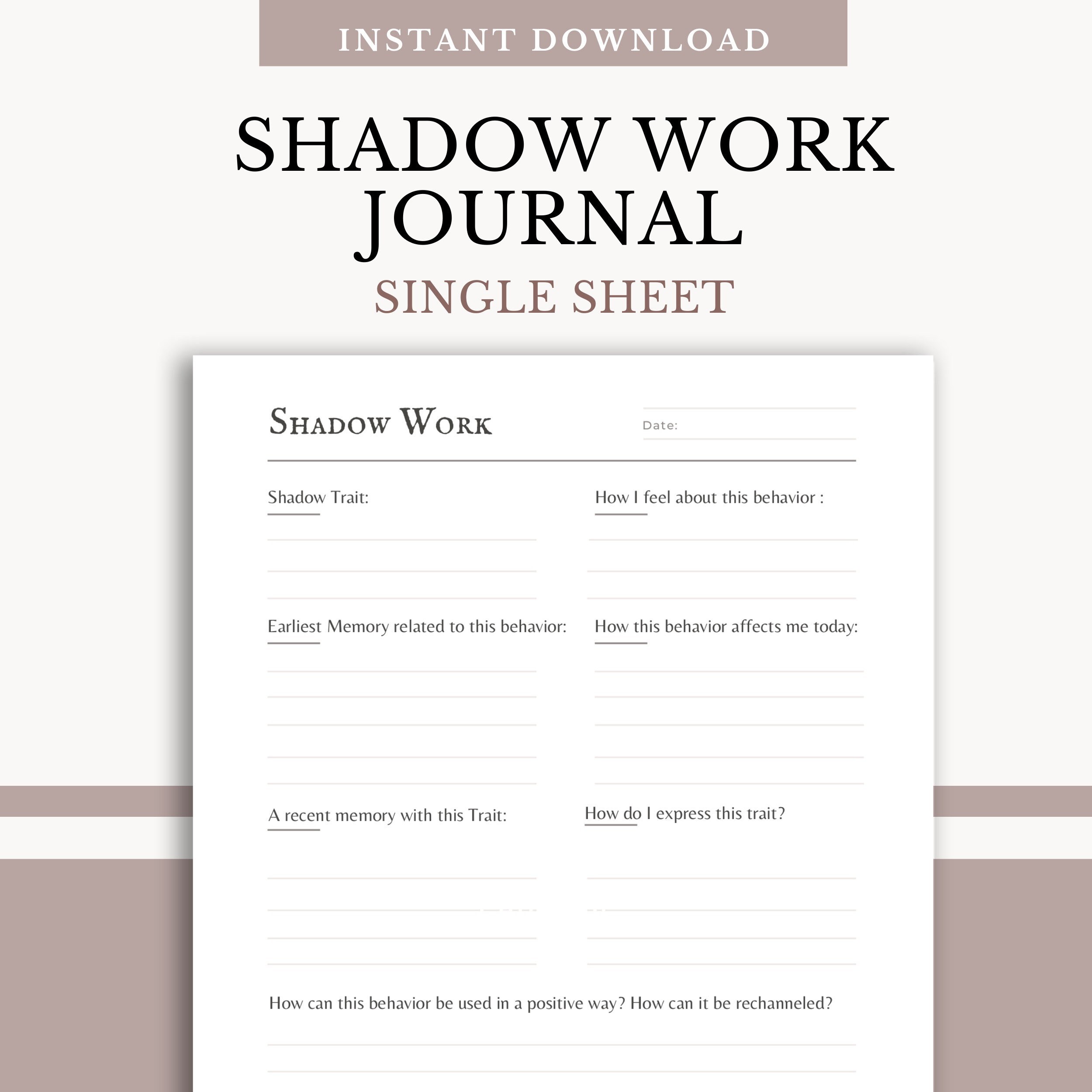 Shadow Work Shadow Work Worksheet Printable Book of Shadows Shadow Work  Journal Spiritual Journal Workbook Enlightenment Journal - Etsy