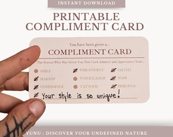 Printable Compliment Cards: Acts of Kindness, Inspirational Notes (PDF Download