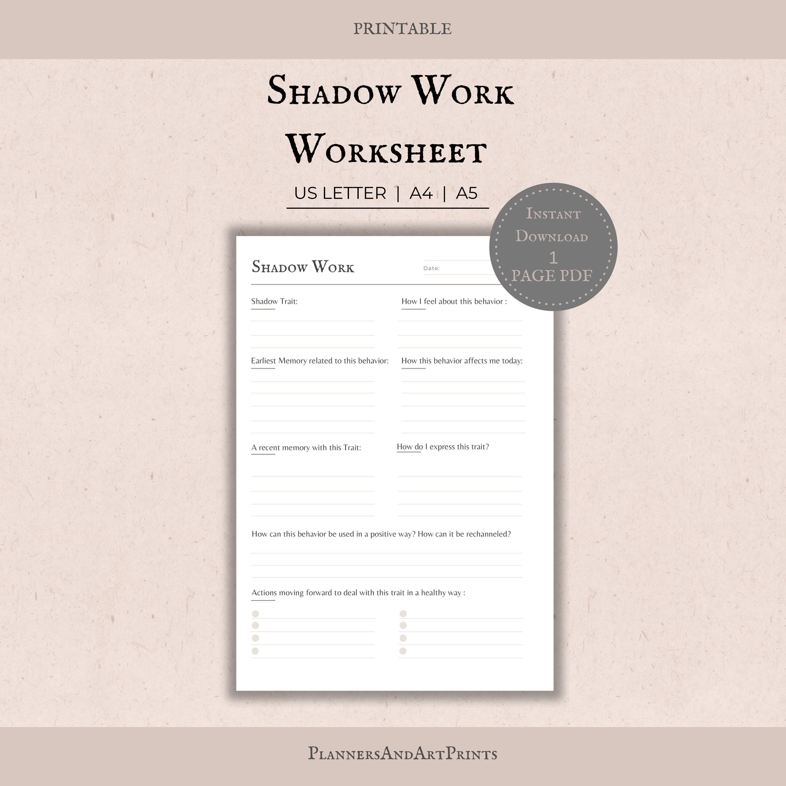 shadow work shadow work worksheet printable book of etsy