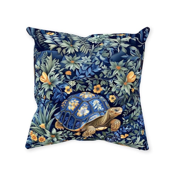 Throw Pillow Cover with Insert - William Morris Inspired "Slow Stroll" - Outdoor Pillows - Turtle Pillow - Decorative Pillows for Couch