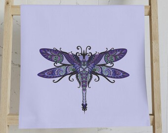 Hand Towel for Bathroom - "Dragonfly Tangle" Bathroom Hand Towel - Lavender Bathroom Decor - Bathroom Hand Towels