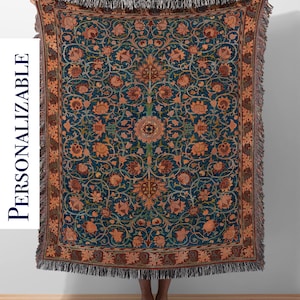 Woven Throw Blanket - "Holland Park" William Morris Wall Tapestry Hanging Woven Blanket - Personalized Blanket For Adults