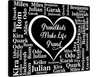 Custom Personalized Grandkids Names Sign on Premium Gallery Wrap - Grandkids Make Life Grand - Grandkids Sign