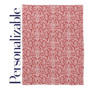 Personalizable Fleece Blanket - Sherpa Blanket - &quot;Red Arabesque&quot; - Craftsman Style Accent Blanket - Personalized Blanket for Adults