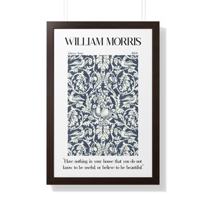 Framed Art Print &quot;Queen Anne&quot; in Blue and White William Morris Victorian Decor Art Nouveau Arts and Crafts Wall Art Large Wall Art 70037