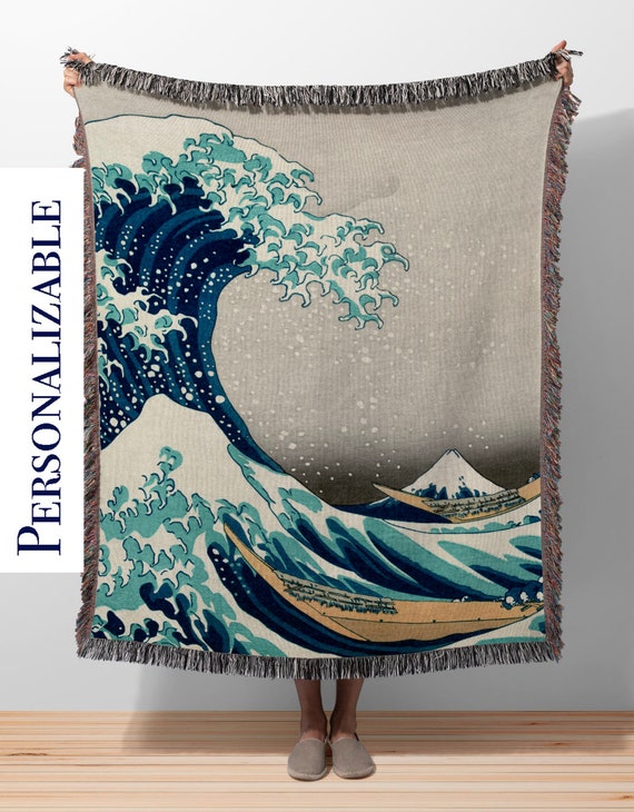 Woven Throw Blanket Hokusai s the Great Wave off Kanagawa Wall Tapestry Hanging Woven Blanket Personalized Blanket for Adults Etsy