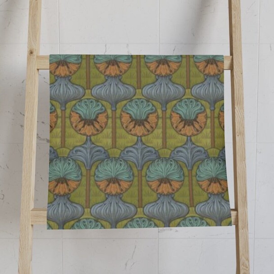 Floral Hand Towel Crown Imperial Lily Hand Towel Art Nouveau Bathroom