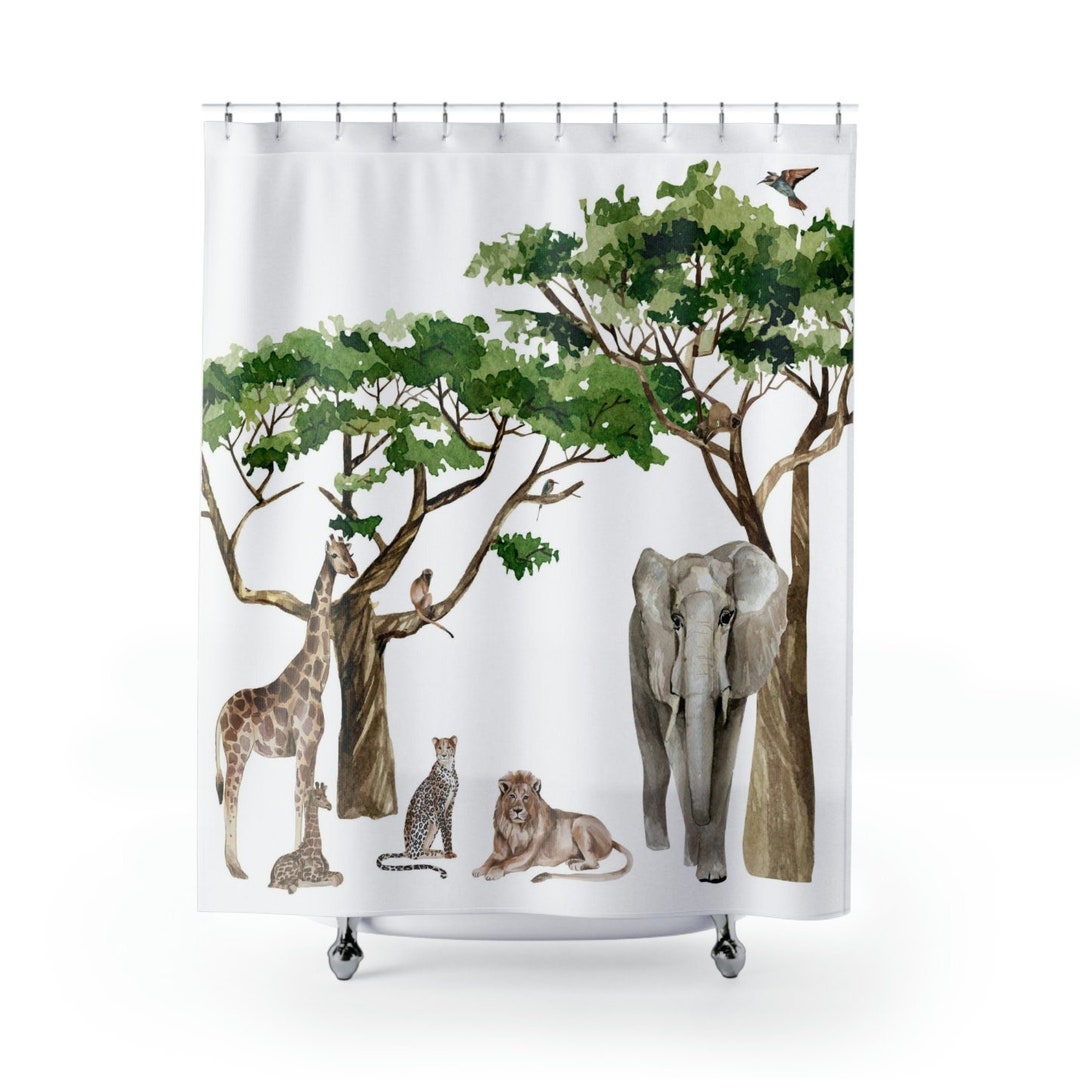 Safari Shower Curtain Fabric Shower Curtain Nature Etsy