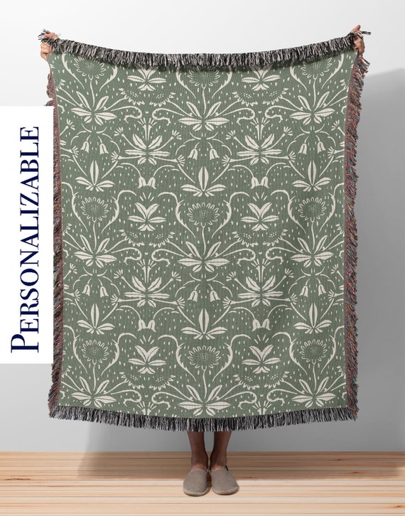 Green woven throw blanket sale