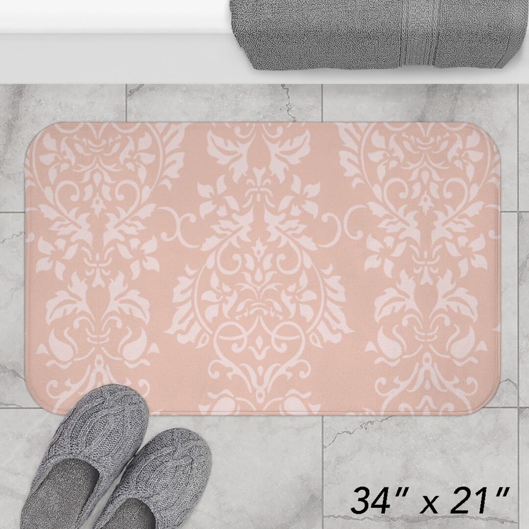 Blush Pink Bath Mat Art Nouveau Jacquard Design Memory Etsy
