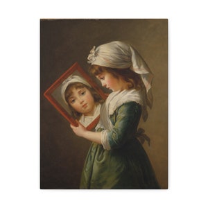 Julie Le Brun, (1780-1819), Looking in a Mirror, 1787, Elisabeth Louise Vigee Le Brun - Stretched Canvas
