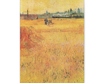 Vincent van Gogh's Wheat field with View of Arles (1888) - Stretched Canvas