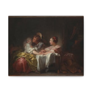 The Stolen Kiss, ca. 1760, Jean Honore Fragonard, French- Stretched Canvas
