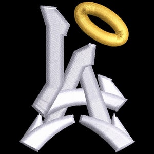 LA Logo bordado 3D Puffy Foam 2 colores Dst Pes Exp Jef