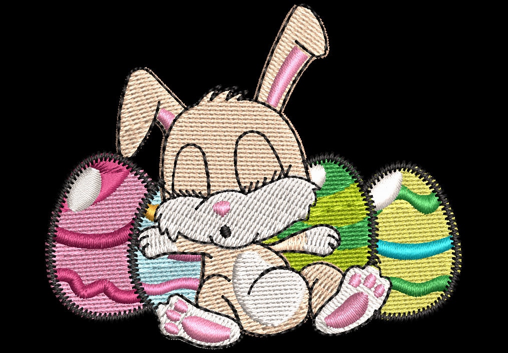 Easter Bunny Eggs Embroidery Design File Dst Exp Pes Jef - Etsy