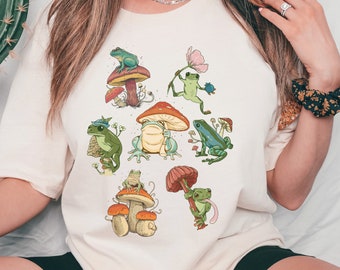 Frog T-Shirt | Crewneck Sweatshirt | Cottagecore Shirt | Goblinecore Shirt | Frogcore T-Shirt | Cottagecore Sweater | Vintage Frog Shirt