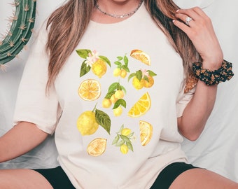 Botanisches Zitronen Shirt | Vintage Zitronen Tee | Cottagecore Shirt | Zitronen Botanisches Tshirt | Zitronenshirt Vintage | Cottage Core Citrus Tee |
