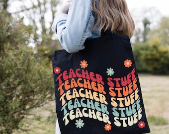Teacher Tote Bag | Teacher Appreciation Gift | Teacher Tote | Teacher Bag | Gift for Teacher | Tote Bag for Teacher | Retro Teacher Tote