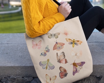 Cottagecore Butterfly Tote Bag | Vintage Cottagecore Bag | Butterfly Tote | Cottagecore Gifts | Butterfly Gifts | Butterfly Lover